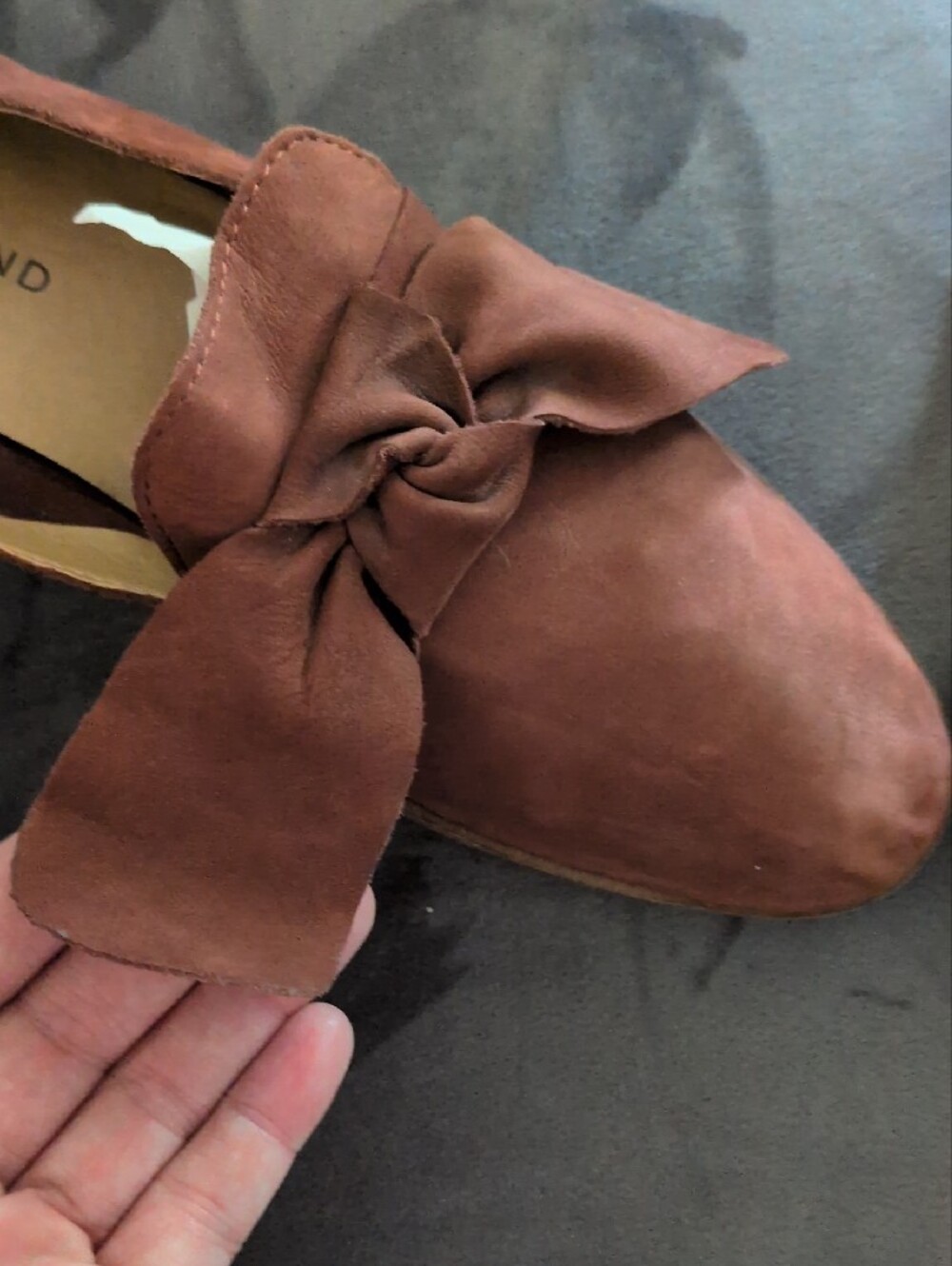 Lucky Brand Cognac Suede Bow Flats | Soft Slouchy Ballet Shoes | Size 8.5 - Picture 2 of 7